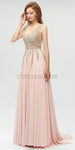 Sexy V-neck Backless Chiffon A-line Beaded Prom Dress, YKX008