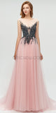 Gorgeous A-line Beaded Cap Sleeve Tulle Prom Dress, YKX009