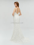 Sexy V-neck Mermaid Backless Beaded Prom Dress, YKX015