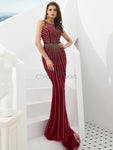 Sexy Mermaid Sleeveless Different Colors Sparkly Tulle Prom Dress, YKX031