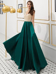 Gorgeous A-line Satin Backless Beaded Top Prom Dress, YKX032