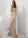 Luxury Beaded Mermaid Off Shoulder Tulle Prom Dress, YKX035