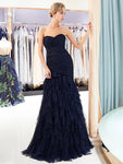 Simple Sweetheart Mermaid Tulle Backless Lace-up Prom Dress, YKX048