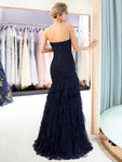 Simple Sweetheart Mermaid Tulle Backless Lace-up Prom Dress, YKX048