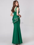 Mermaid Jersey Sleeveless Round Neck Backless Prom Dress, YKX076