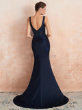 Charming Round Neck Mermaid Jersey Appliques Backless Prom Dress, YKX081