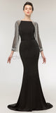 Black Long Sleeves Mermaid Long Evening Prom Dresses SDP1148