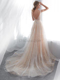 A-line Lace Up Back Long Evening Prom Dresses SDP1150