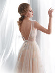 A-line Lace Up Back Long Evening Prom Dresses SDP1150