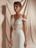 Unique Applique High Low Long Wedding Dresses SDP1136