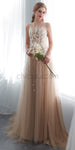 Tulle Applique A-line Long Prom Dresses SDP1153