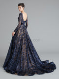 Sparkle Long Sleeves A-line Long Prom Dresses SDP1186