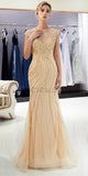 Cap Sleeves Mermaid Beaded Long Prom Dresses SDP1157