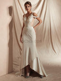 Unique Applique High Low Long Wedding Dresses SDP1136