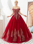 Off the Shoulder Unique Applique Long Prom Dresses SDP1185