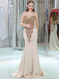 Fashion Round Neck Beaded With Trailing Mermaid Long Evening Prom Dresses, XDM1172