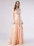 A-line Spaghetti Strap Lace Long Prom Dresses SDP1176