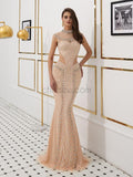 Charming Cap Sleeves Rhinestone Mermaid Long Evening Prom Dresses, XDM1130