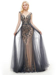 V-neck Open Back Elegant Long Evening Prom Dresses SDP1160