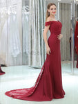 Off the Shoulder Lace Mermaid Long Prom Bridesmaid Dresses SDP1165