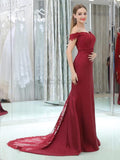 Off the Shoulder Lace Mermaid Long Prom Bridesmaid Dresses SDP1165