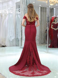 Off the Shoulder Lace Mermaid Long Prom Bridesmaid Dresses SDP1165