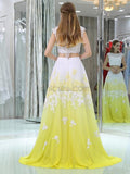 Two-pieces A-line Lace Long Prom Dresses SDP1167