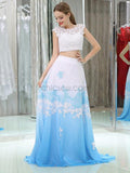 Two-pieces A-line Lace Long Prom Dresses SDP1167