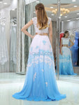 Two-pieces A-line Lace Long Prom Dresses SDP1167