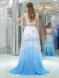 Two-pieces A-line Lace Long Prom Dresses SDP1167