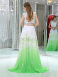 Two-pieces A-line Lace Long Prom Dresses SDP1167