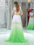 Two-pieces A-line Lace Long Prom Dresses SDP1167