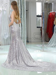 Halter Sequin Mermaid Long Prom Bridesmaid Dresses SDP1166