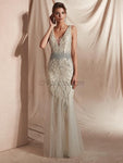 V-neck Mermaid Beaded Long Prom Dresses SDP1138