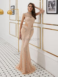 Charming Cap Sleeves Rhinestone Mermaid Long Evening Prom Dresses, XDM1130