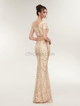 Two Pieces V Neck Mermaid Sequin Floor Length Long Evening Prom Dresses ,XDM1175