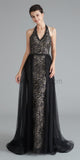 Unique Black Halter Backless A Line Tulle Long Evening Prom Dresses, XDM1180