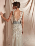 V-neck Mermaid Beaded Long Prom Dresses SDP1138