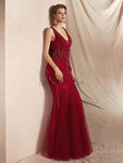 V-neck Mermaid Beaded Long Prom Dresses SDP1138