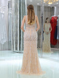 Shining Tulle Mermaid Sequin Beaded Long Evening Prom Dresses , XDM1169