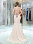 Fashion Round Neck Beaded With Trailing Mermaid Long Evening Prom Dresses, XDM1172