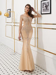 Fashion Long Sleeves Sequin Mermaid Long Evening Prom Dresses, XDM1132