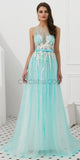 A-line Light Pink Seen-through Top Long Prom Dresses SDP1139