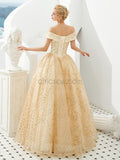 Off the Shoulder Long Evening Prom Dresses Ball Gown SDP1177