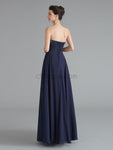 Royal Blue Sweetheart Embroidered Chiffon A Line Long Evening Prom Dresses, XDM1182