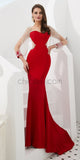 Long Sleeves Red Mermaid Long Evening Prom Dresses SDP1140