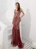 V-neck Mermaid Elegant Long Evening Prom Dresses SDP1142