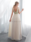 Elegant V Back Sequin Chiffon A Line Long Evening Prom Dresses XDM1143