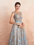 Pretty Cap Sleeves Lace Beaded A Line Long Evening Prom Dresses ,XDM1183