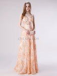 A-line Spaghetti Strap Lace Long Prom Dresses SDP1176